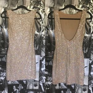 Nasty Gal Sequin Champagne Color Party Dress